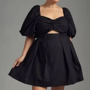 ANTHROPOLOGIE XS Moon River Black Puff Sleeve Mini Dress